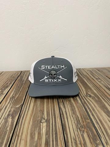 Grey on White Mesh Deluxe Trucker Hat - White Logo
