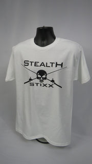 Men's Black on White Lg Front Stealth Stixx Logo Short Sleeve T-Shirt