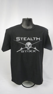 Men's Black Lg Front Stealth Stixx Logo Short Sleeve T-Shirt