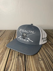 Grey on White Mesh Deluxe Trucker Hat - White Logo