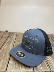 Grey on Black Mesh Deluxe Trucker Hat - Grey Logo